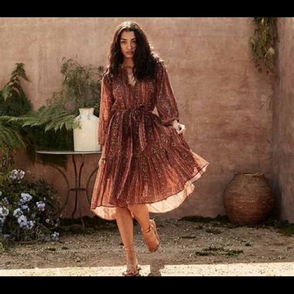 Dôen Normandy Dress in Earth Mandevilla Vine Sz S